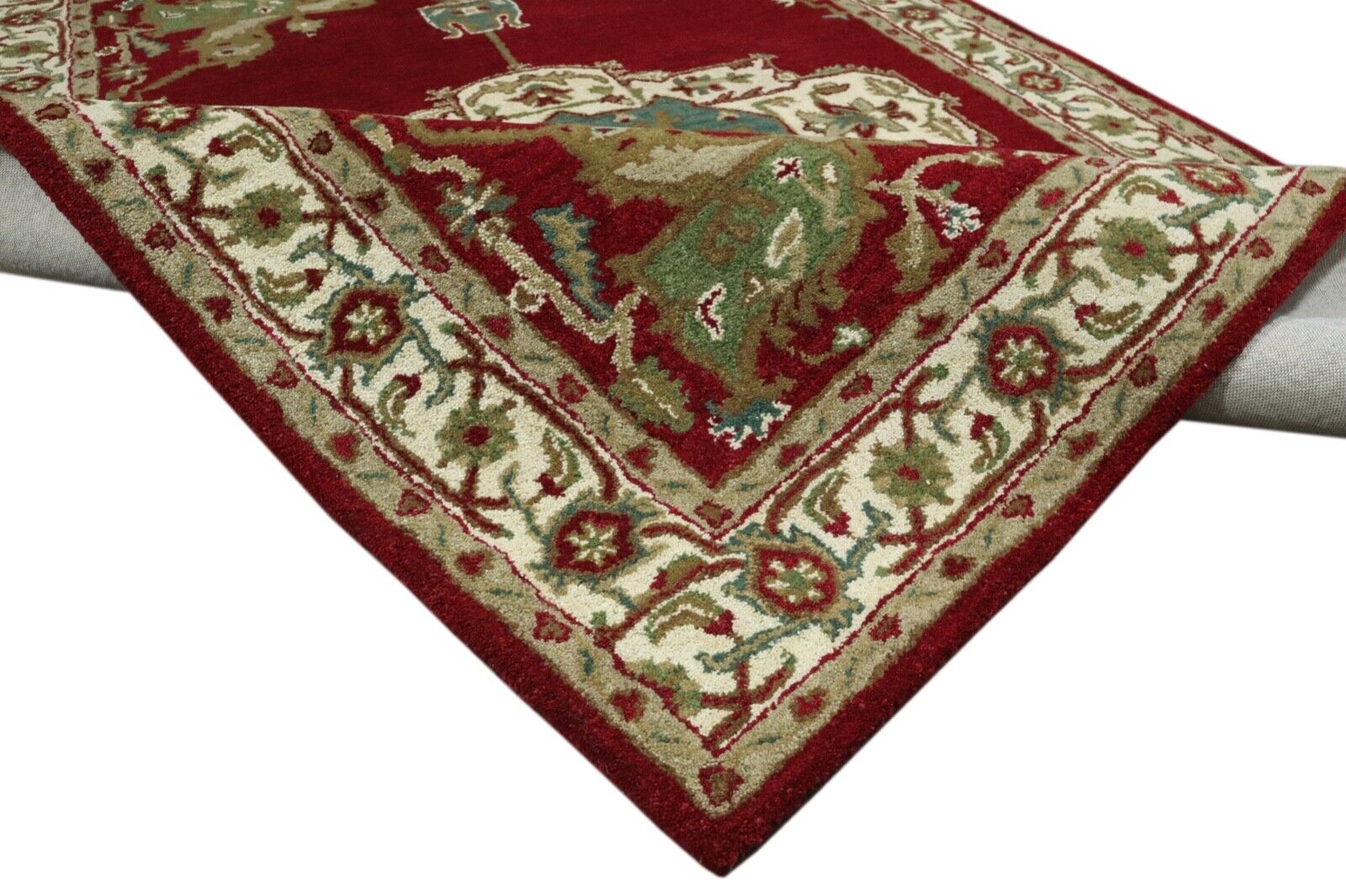 Rot Orient Teppich 100% Wolle 160X230 cm Handarbeit Handgetuftet T913