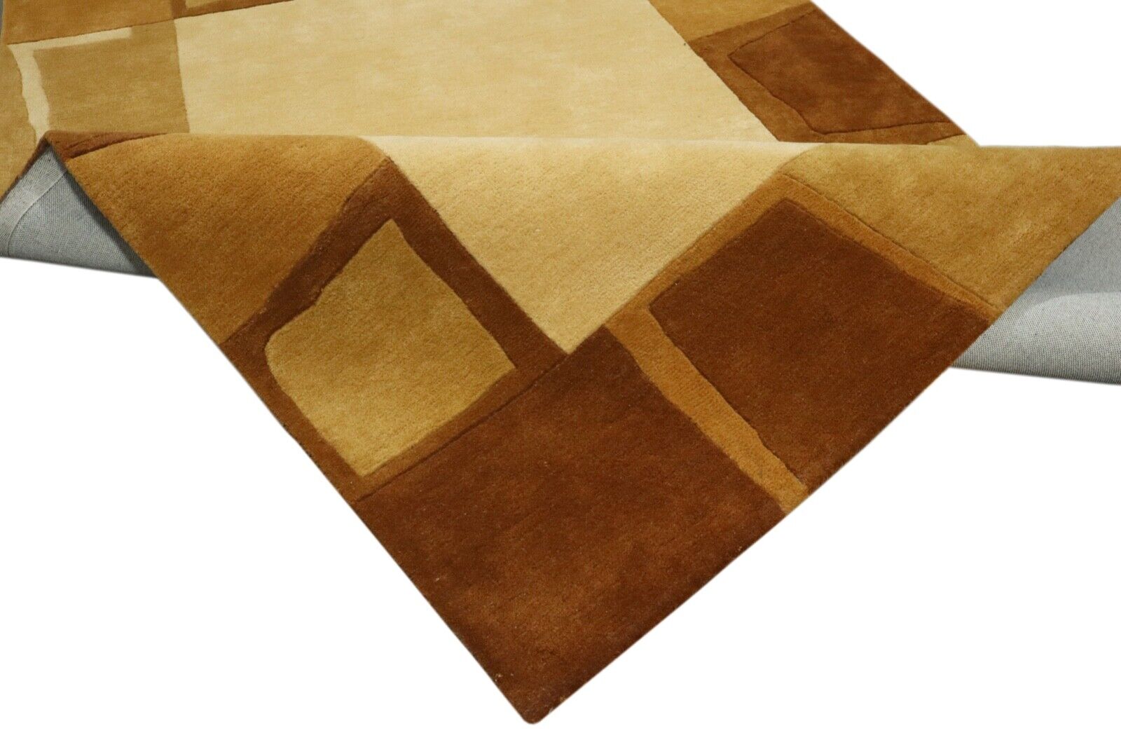 Braun Wolle Teppich Beige Handgetuftet Modern 160X230 cm Handarbeit T911