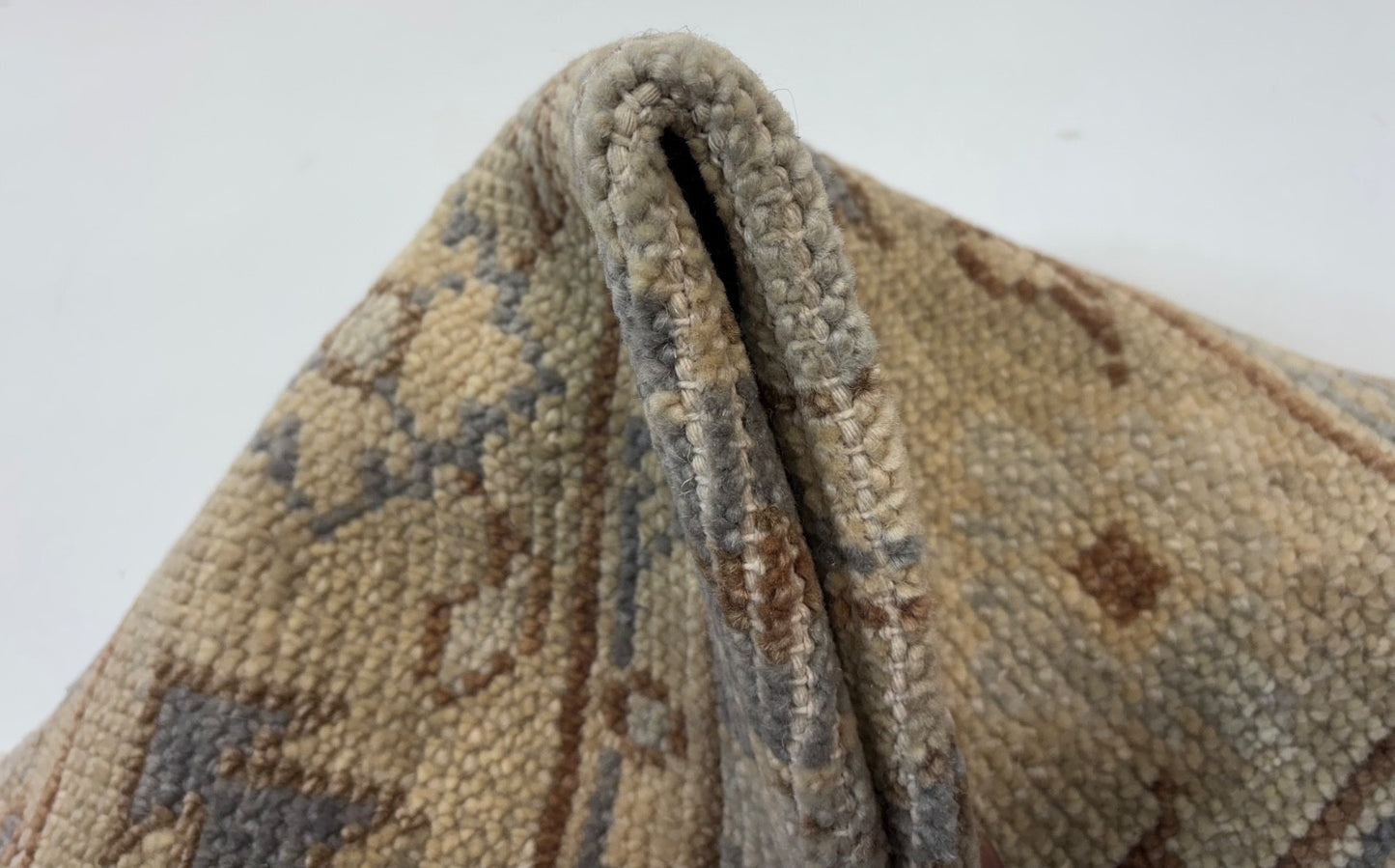 Handgeknüpfter Wollteppich 60x90 cm Kurzflor Modern Beige Teppich D758