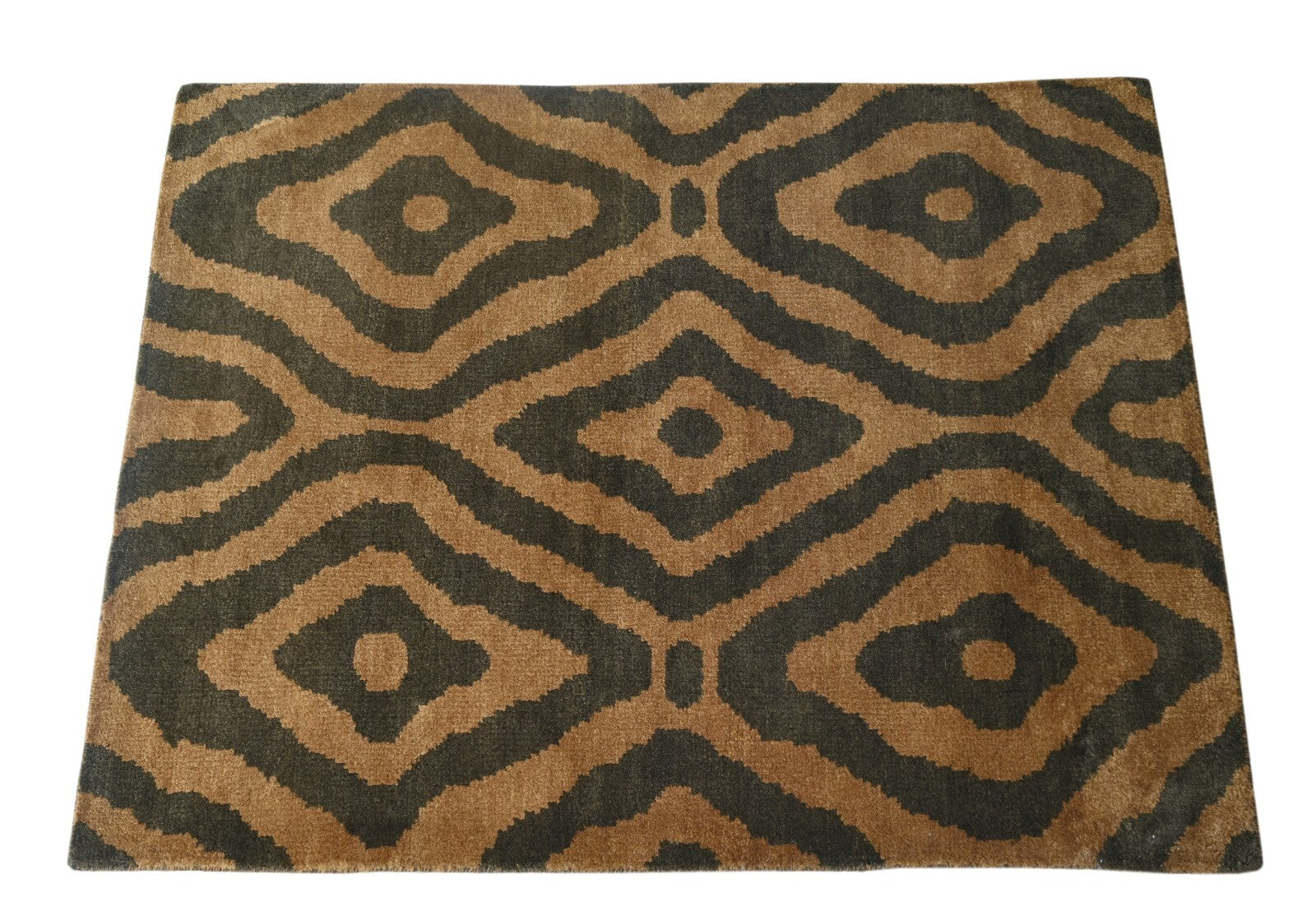 Modernes Handgeknüpfter Wolle 120x180 Vintage Gold Wohnzimmer Teppich SH162