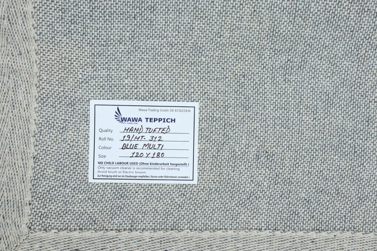 Volnena preproga 120x180 Modra abstraktna Ročno taftana maroška preproga HT312