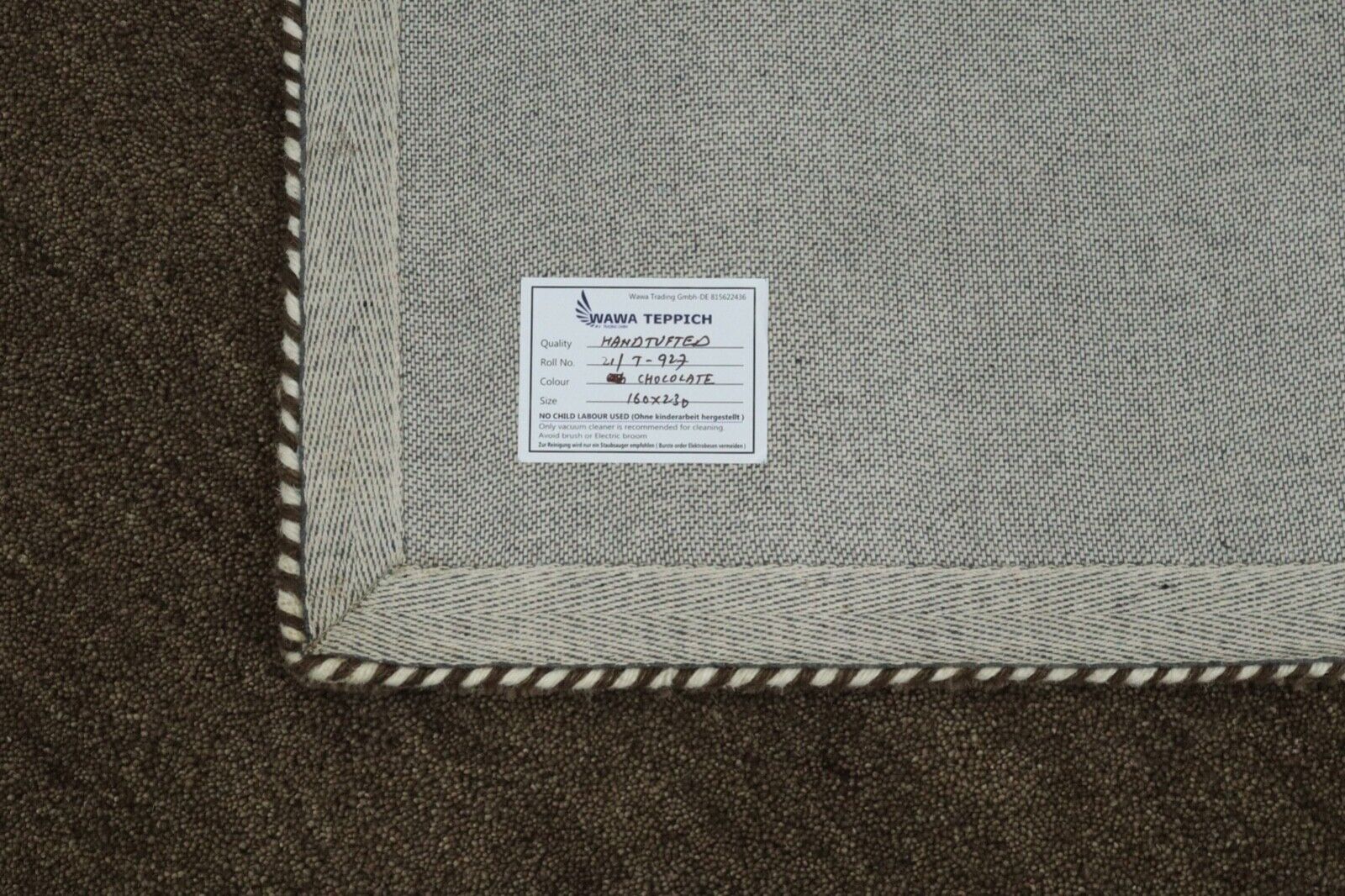 Hnědý orientální koberec 100% vlna 160x230 cm, kávová barva, ručně všívaný T927