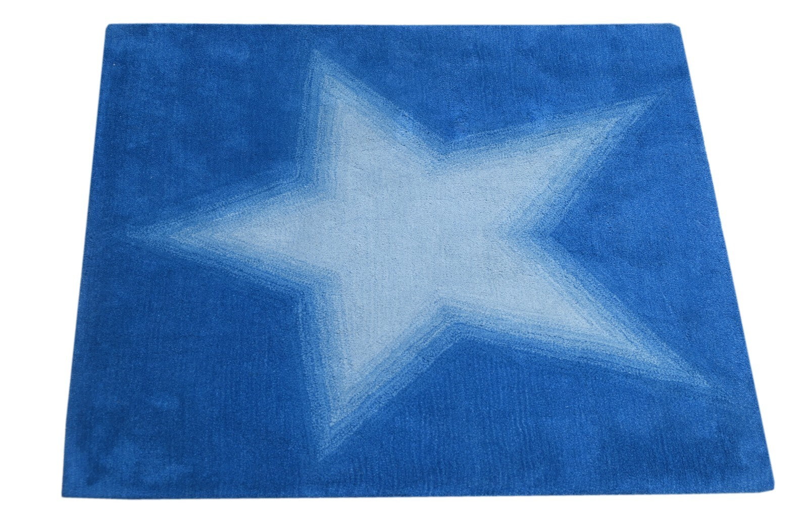 Handgetufteter Wolle teppich 120x120 Blau Modern Wohnzimmer SH257