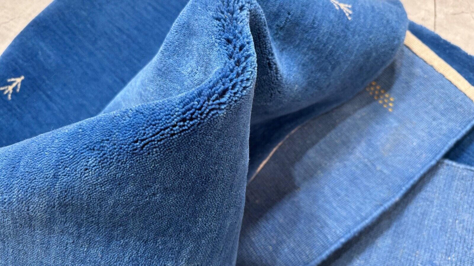 Gabbeh Blau Teppich 120x180 cm Handgewebt 100% Wolle Lori Debbich Loom G64T6