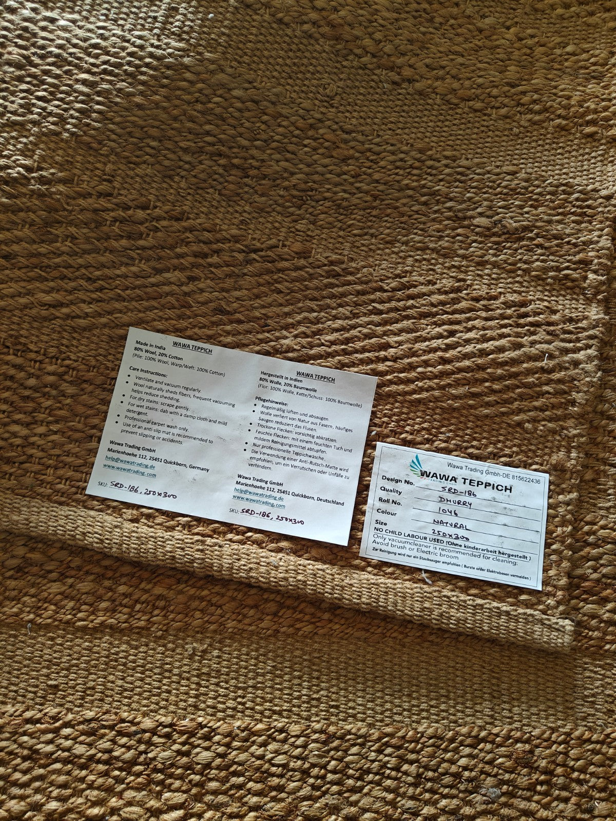 Bunter Wollteppich 250x300 cm Handgefertigt Modern Natur Teppich sh186