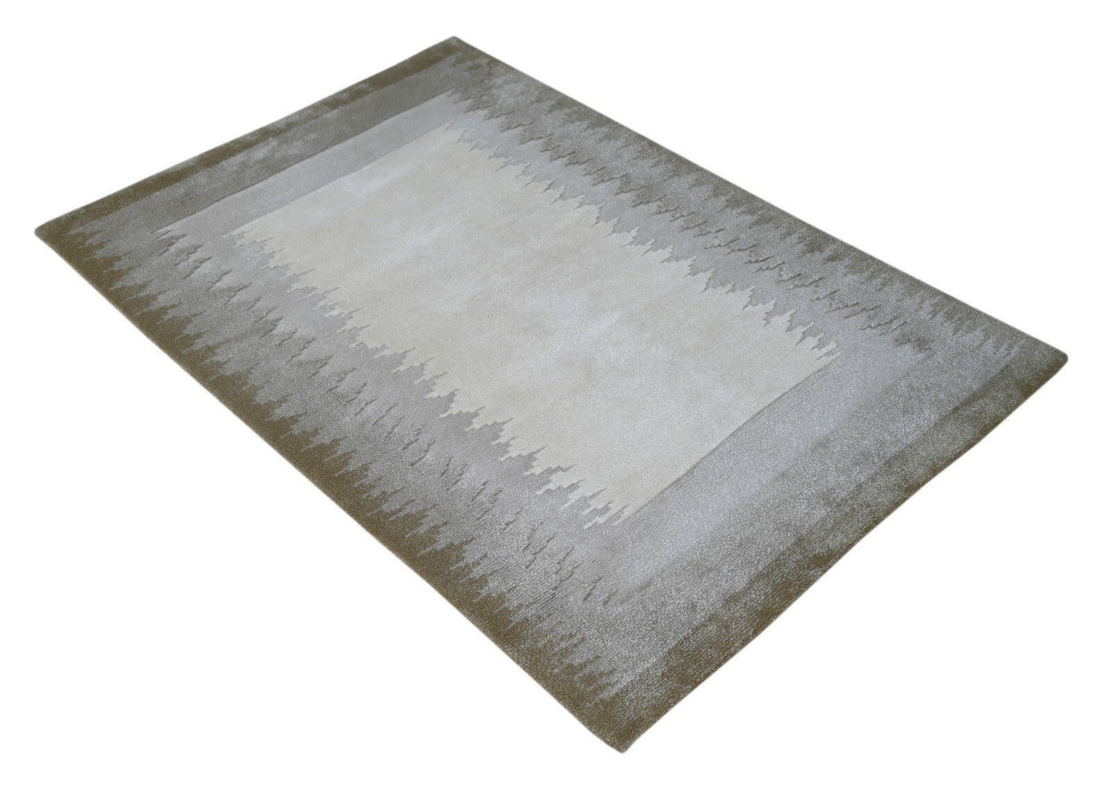 Modernes Handgeknüpfter Wolle 170x240 Vintage Creme Wohnzimmer Teppich SH148