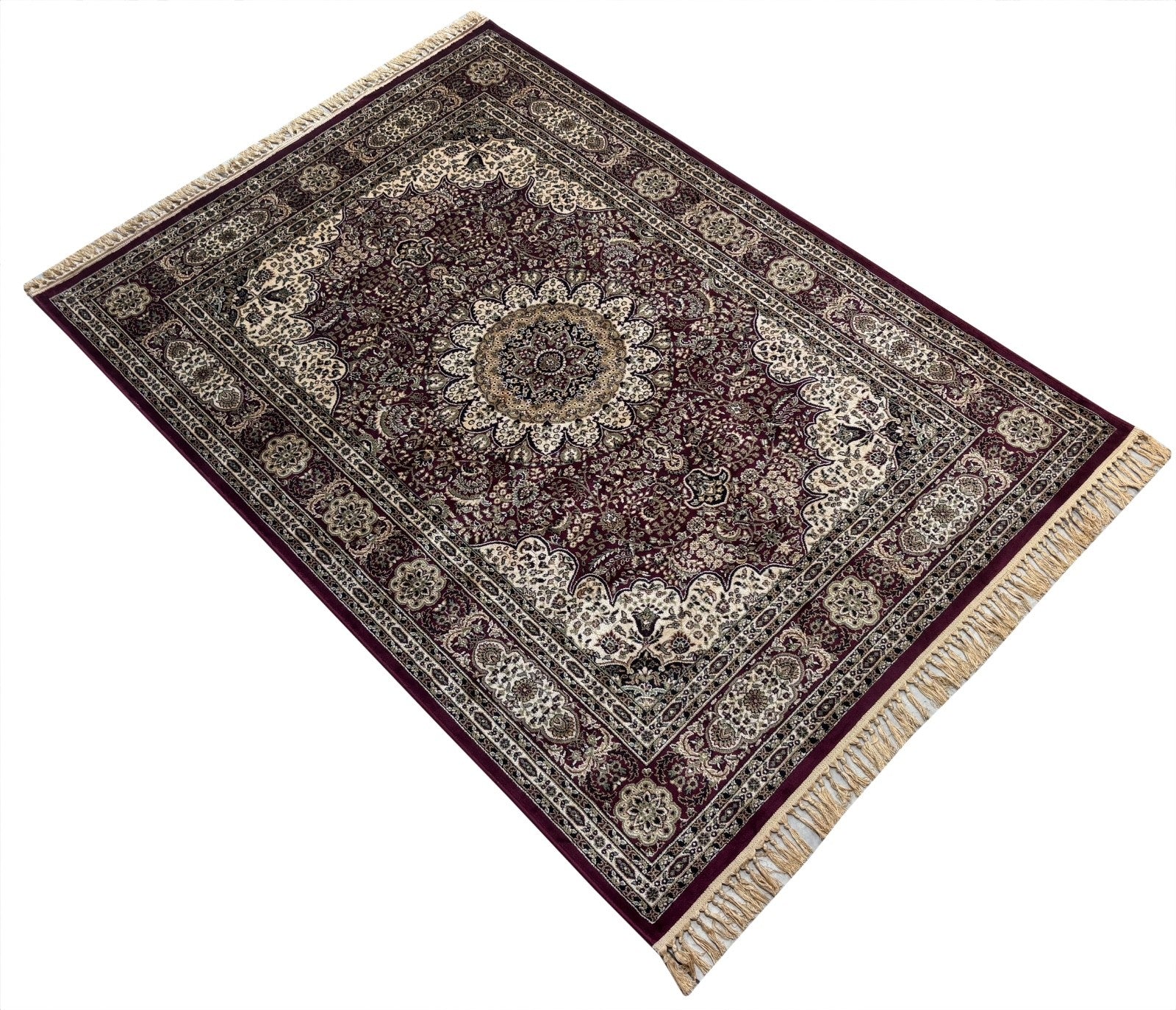 Kashmir Design Orientteppich 150x210 cm Viskose Seidenglanz Kastanienbraun M38M