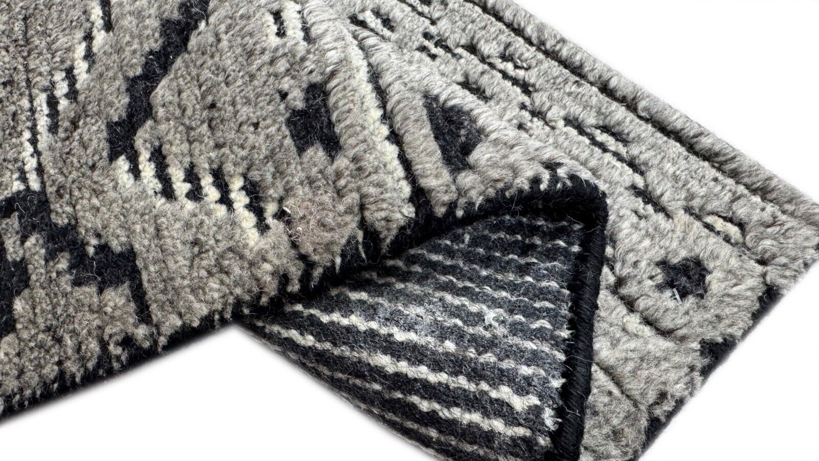 Moderni tepih 60x90 Ručno čvorani vuna i viskoza siva, crna DKD-728