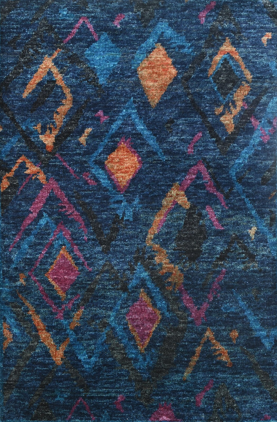 Modernes Handgeknüpfter Jute 150x240 Vintage Blau Wohnzimmer Teppich SH166