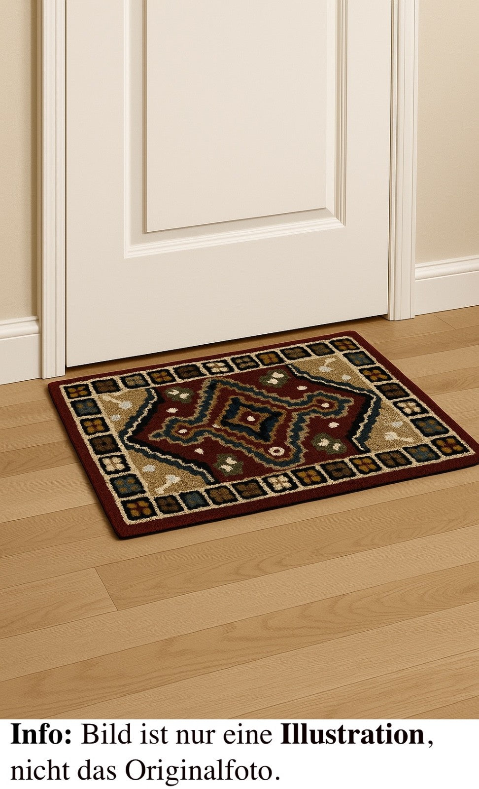 Wollteppich 40x60 Rot Beige Oriental Handgemacht TĂĽrvorleger Fussmatte HT370R
