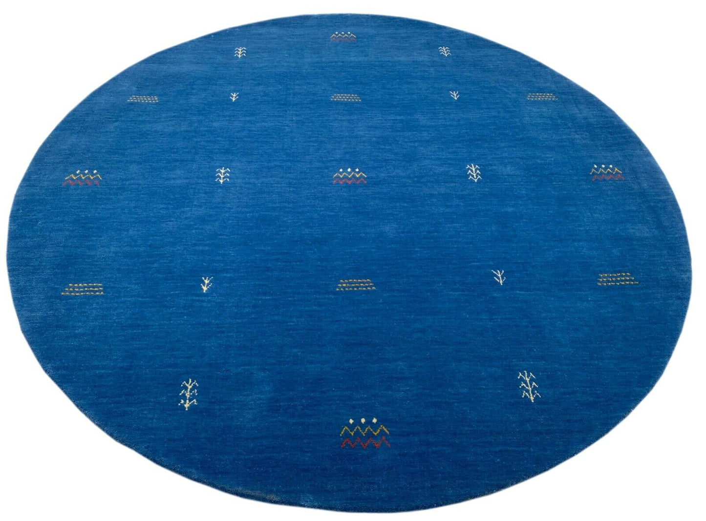 Rund Gabbeh Blau Teppich 200x200 cm Handgewebt 100% Wolle Lori G64T6