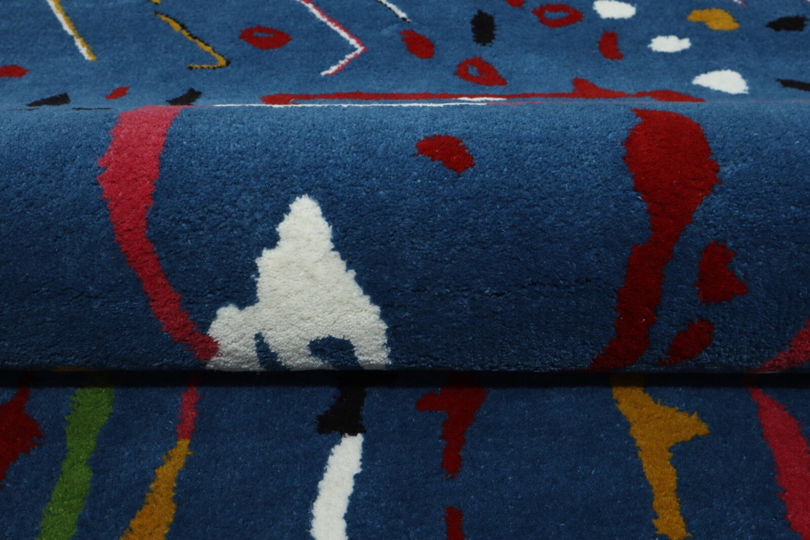 Wollteppich 120x180 Blau Bunt Abstrakt Marokko Design Teppich Handgetuftet HT302