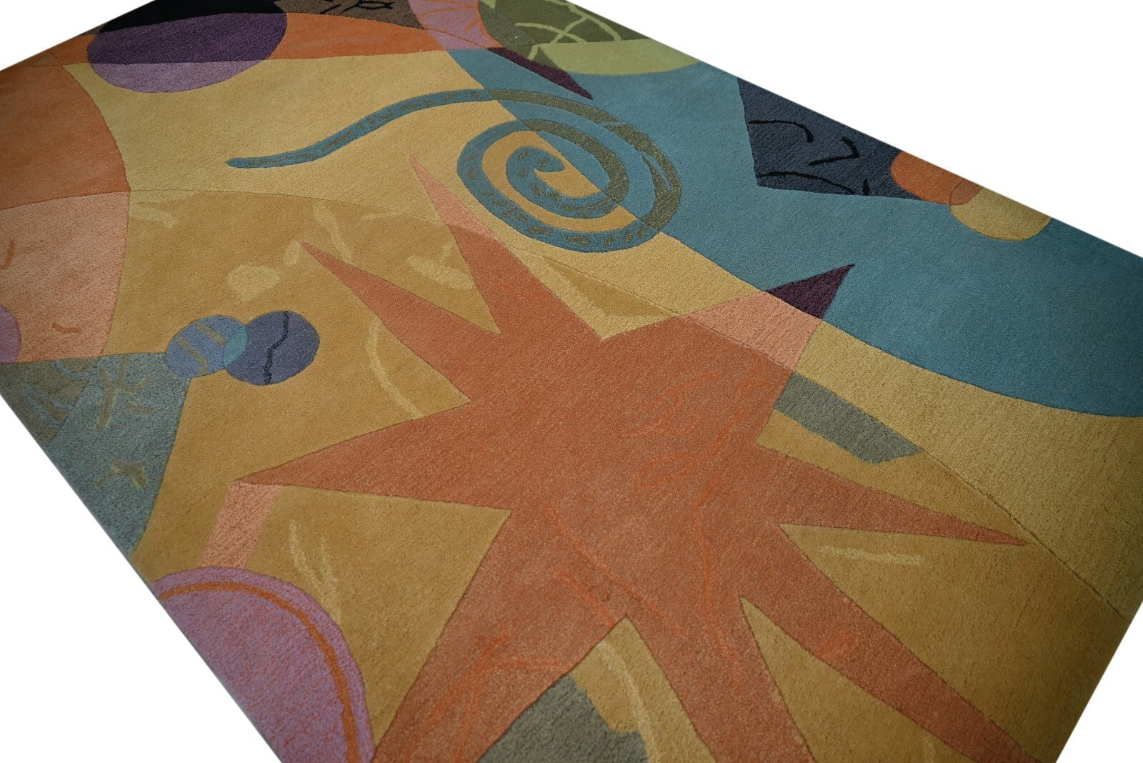 Handgetufteter Wolle teppich 150x240 Gold-Multi Modern Wohnzimmer SH227