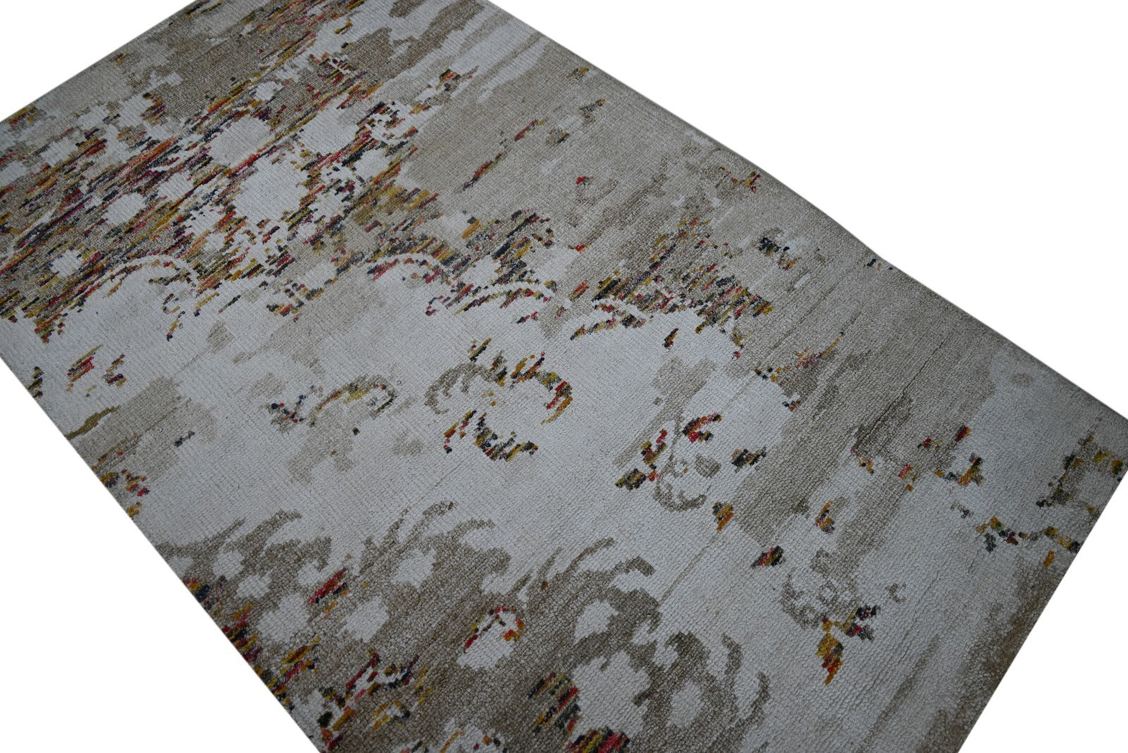 Modernes Handgeknüpfter Bambus 90x150 Vintag weiß-multi Wohnzimmer Teppich SH152