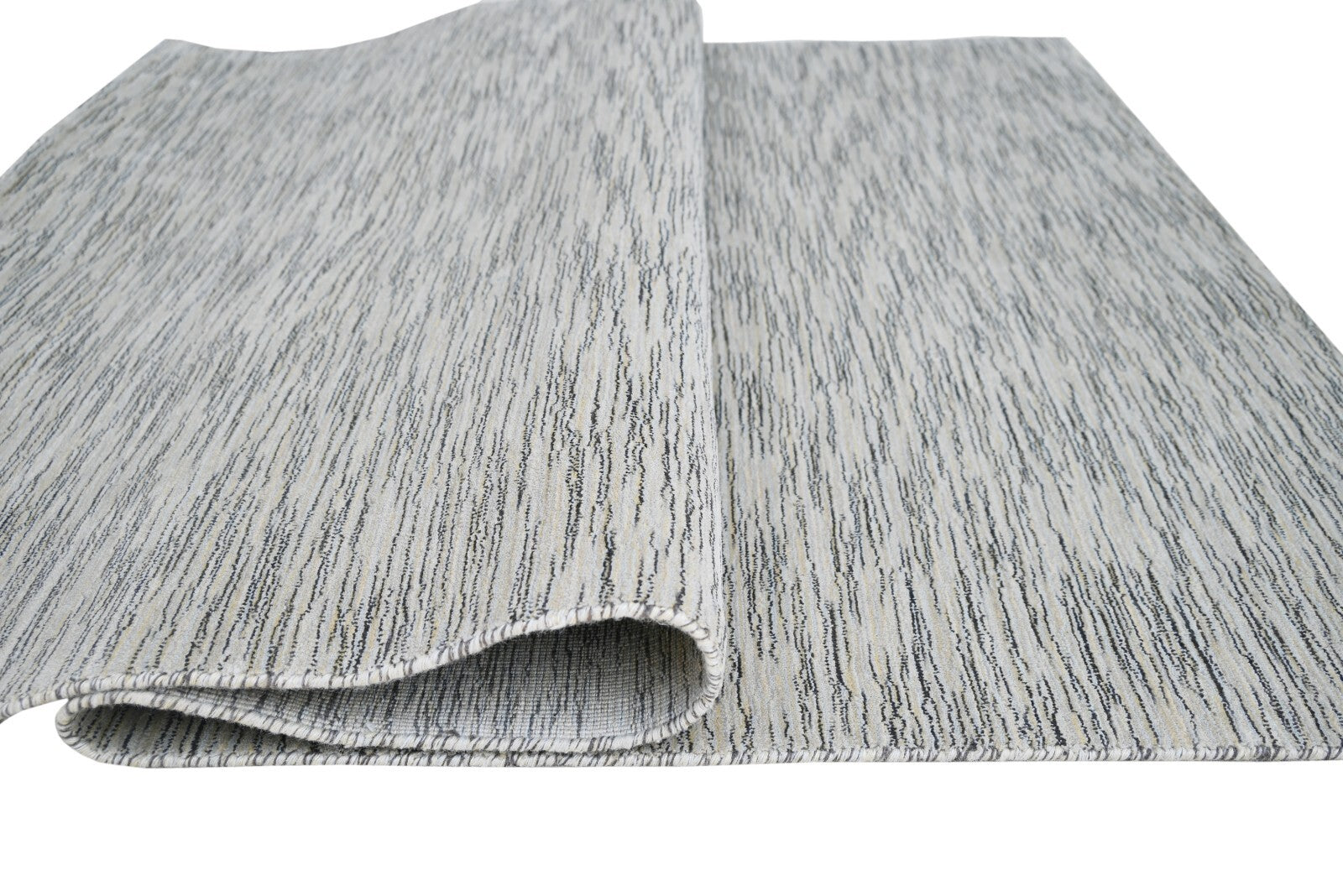 Handgewebter Teppich 160x230 Silber Glanzoptik Wolle Wohnzimmer SH141