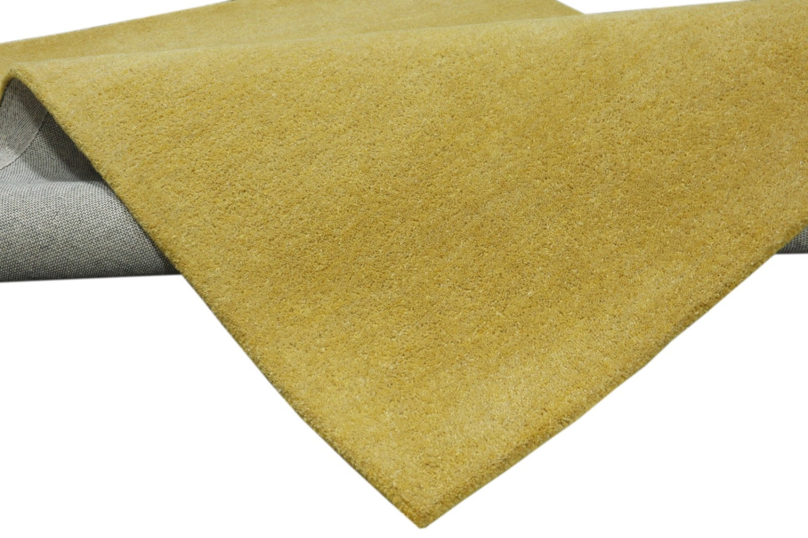 Gabbeh Teppich 100% Wolle Gold Uni 120x180 cm Handgetuftet Handgemacht PL18