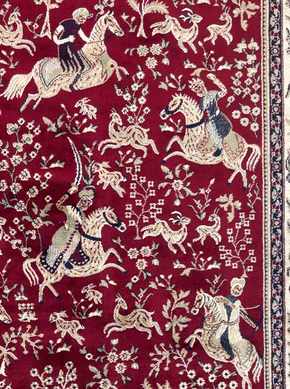 Orientteppich Kashmir Design 150x210 cm Viskose Seidenglanz Rot Beige M57R