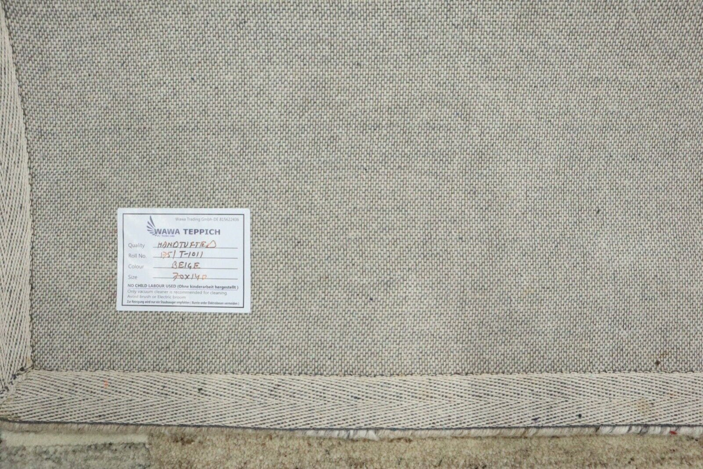 Gabbeh Teppich 100% Wolle 70X140 cm Handarbeit Braun Beige Handgetuftet T1011