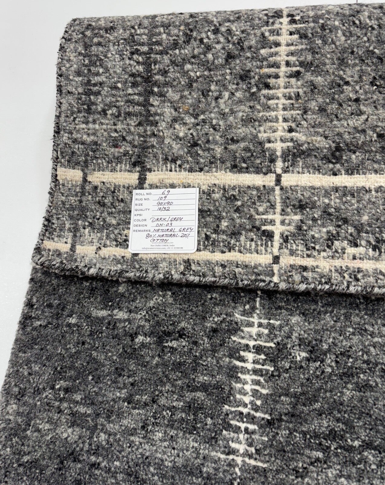 Handgeknüpfter Wollteppich 90x90 cm Dunkelgrau Modern Design Teppich R109