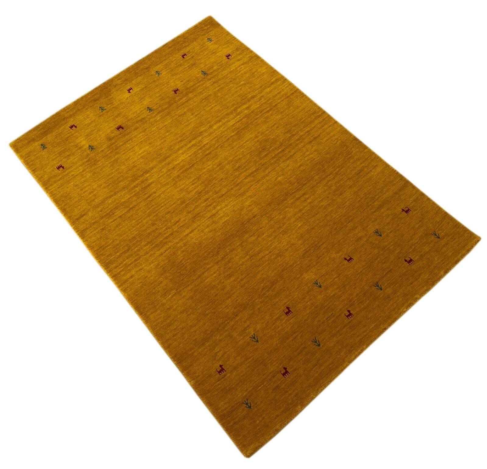 Gold Gabbeh Teppich 100% Wolle Orientteppich Handgewebt Loom Brücke G625T3