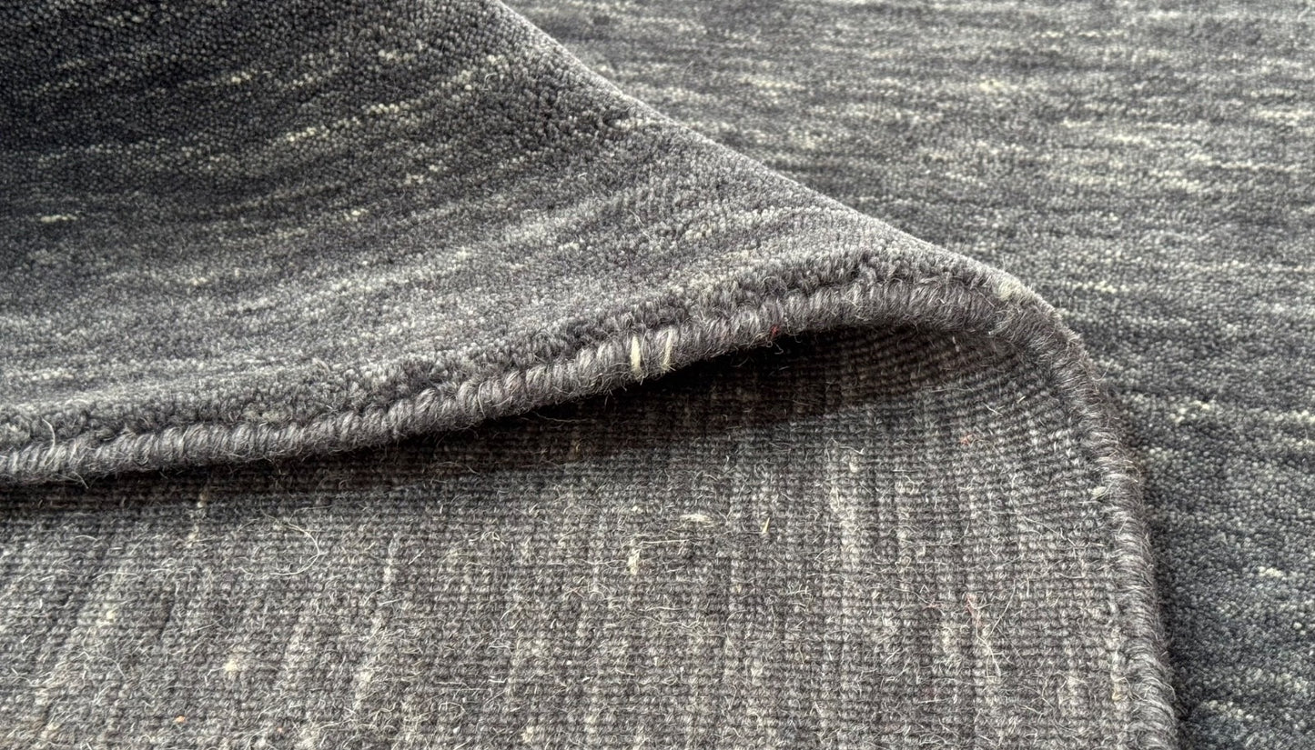 Teppich 100% Wolle 200x300 cm Handgewebt Gabbeh Anthrazit Grau Blau schwarz PB1