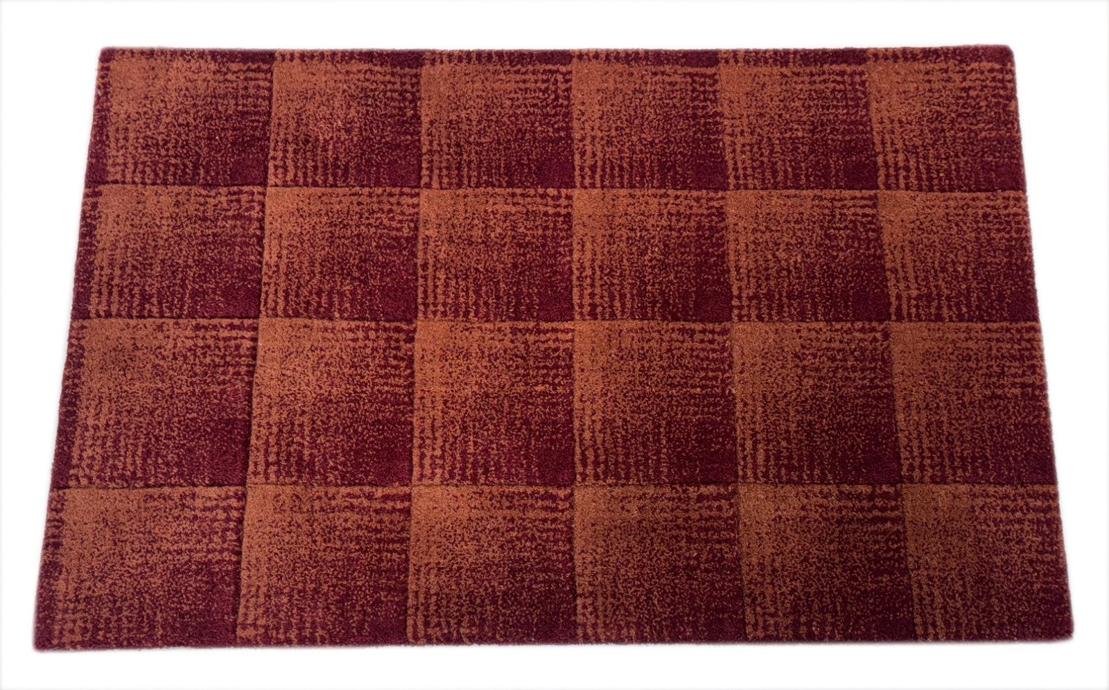 Handgetufteter Teppich 60x90 cm Dunkelrot Modern Muster Design Wolle R102