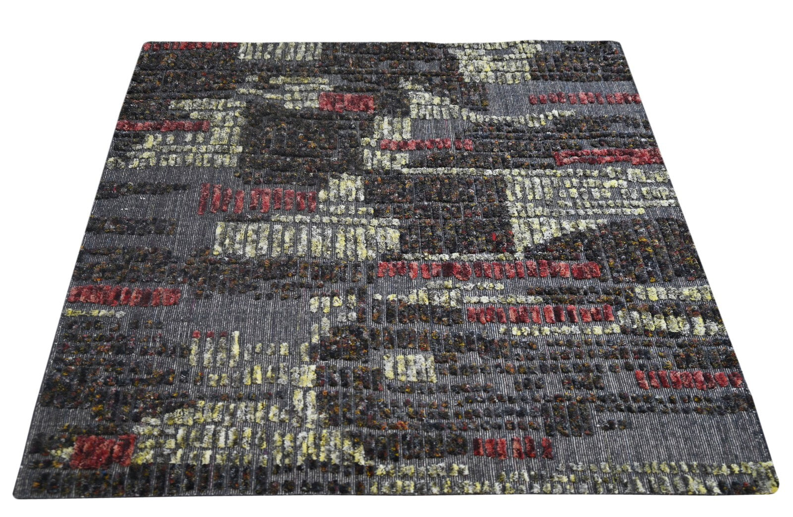 Handgewebter Teppich 150x240 Holzkohle Glanzoptik Wolle Wohnzimmer SH261