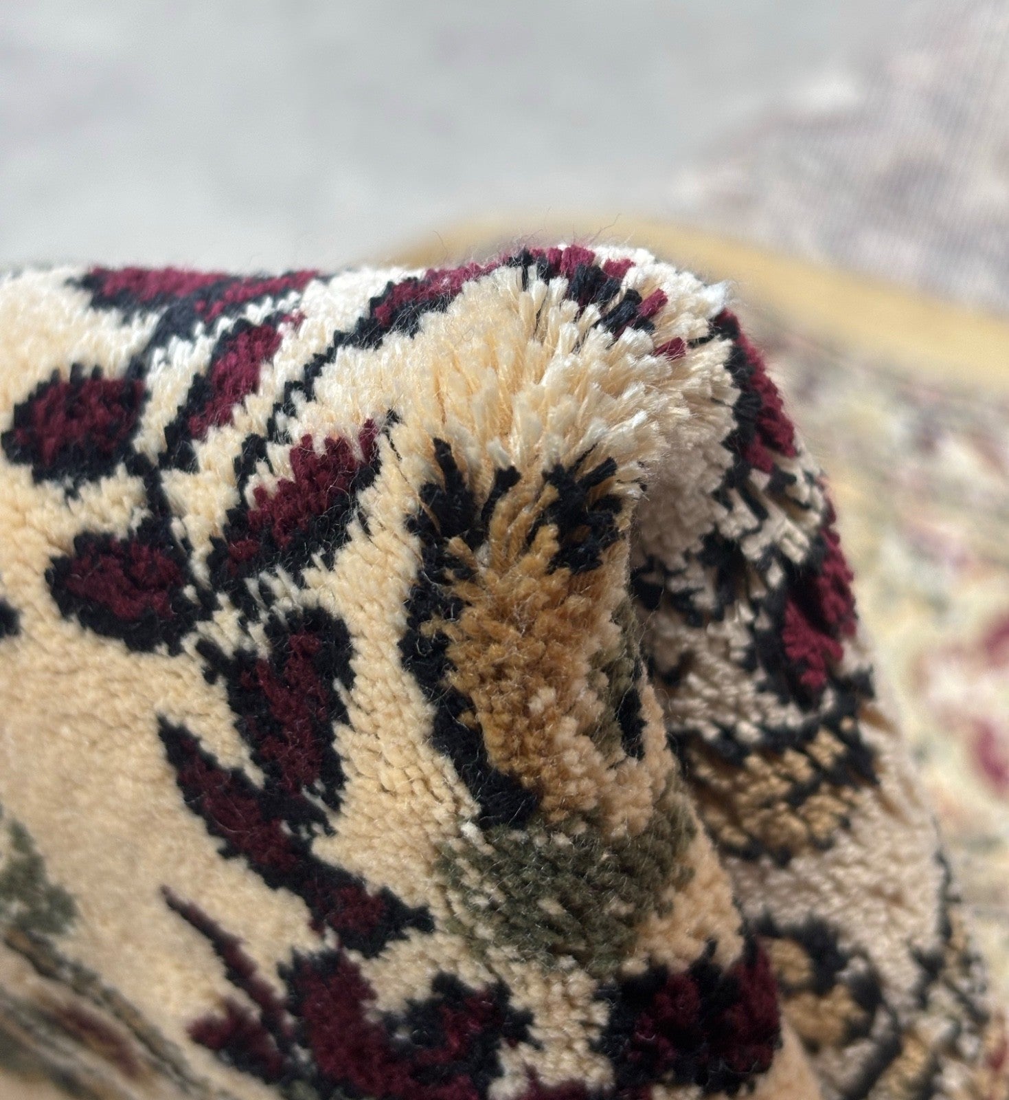 Orientalska preproga, kašmirski vzorec, bež, bordo, zlata, 150x210 cm, M92G