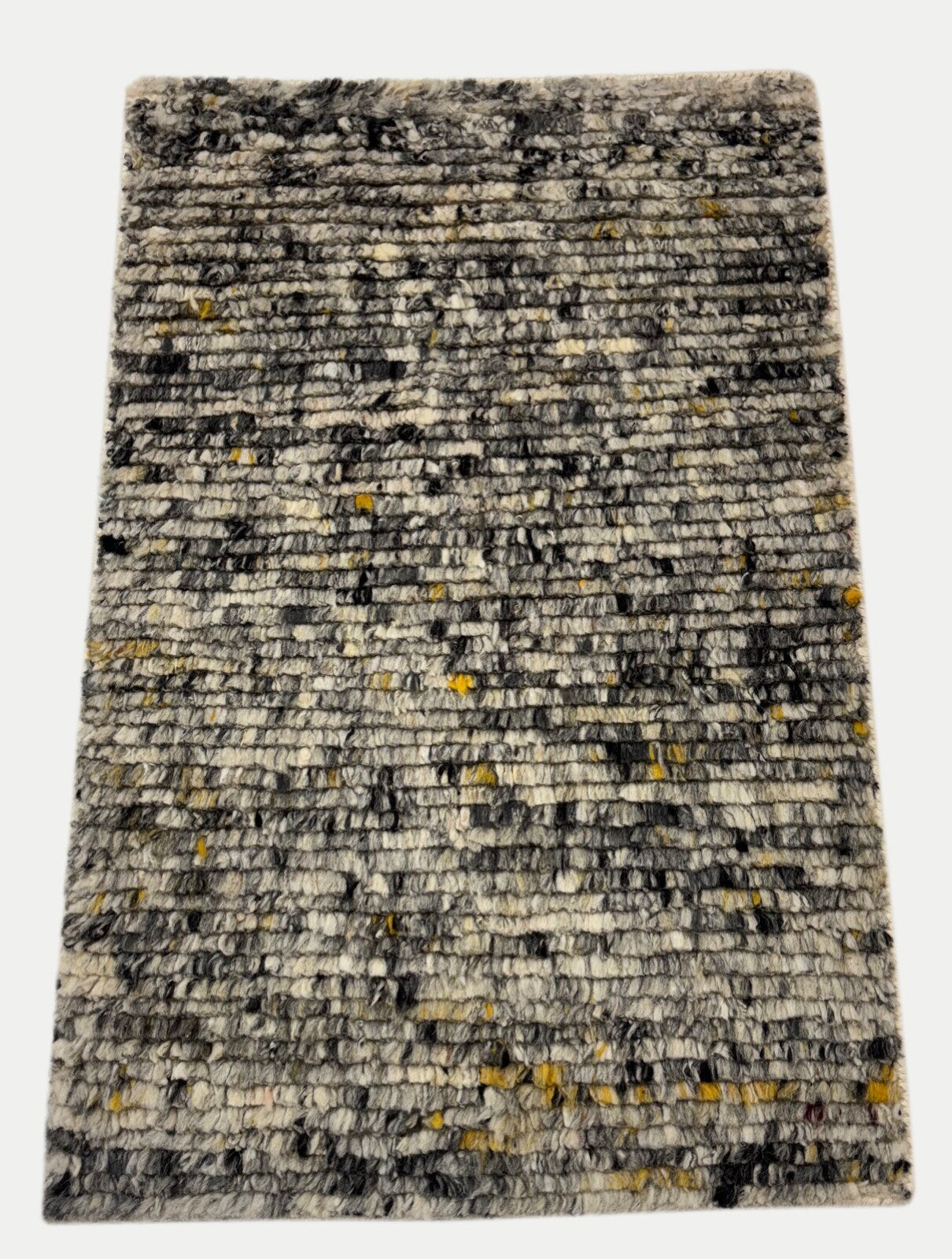 Handgeknüpfter 100% Wollteppich 60x90 Modern Design Teppich Grau Beige R03