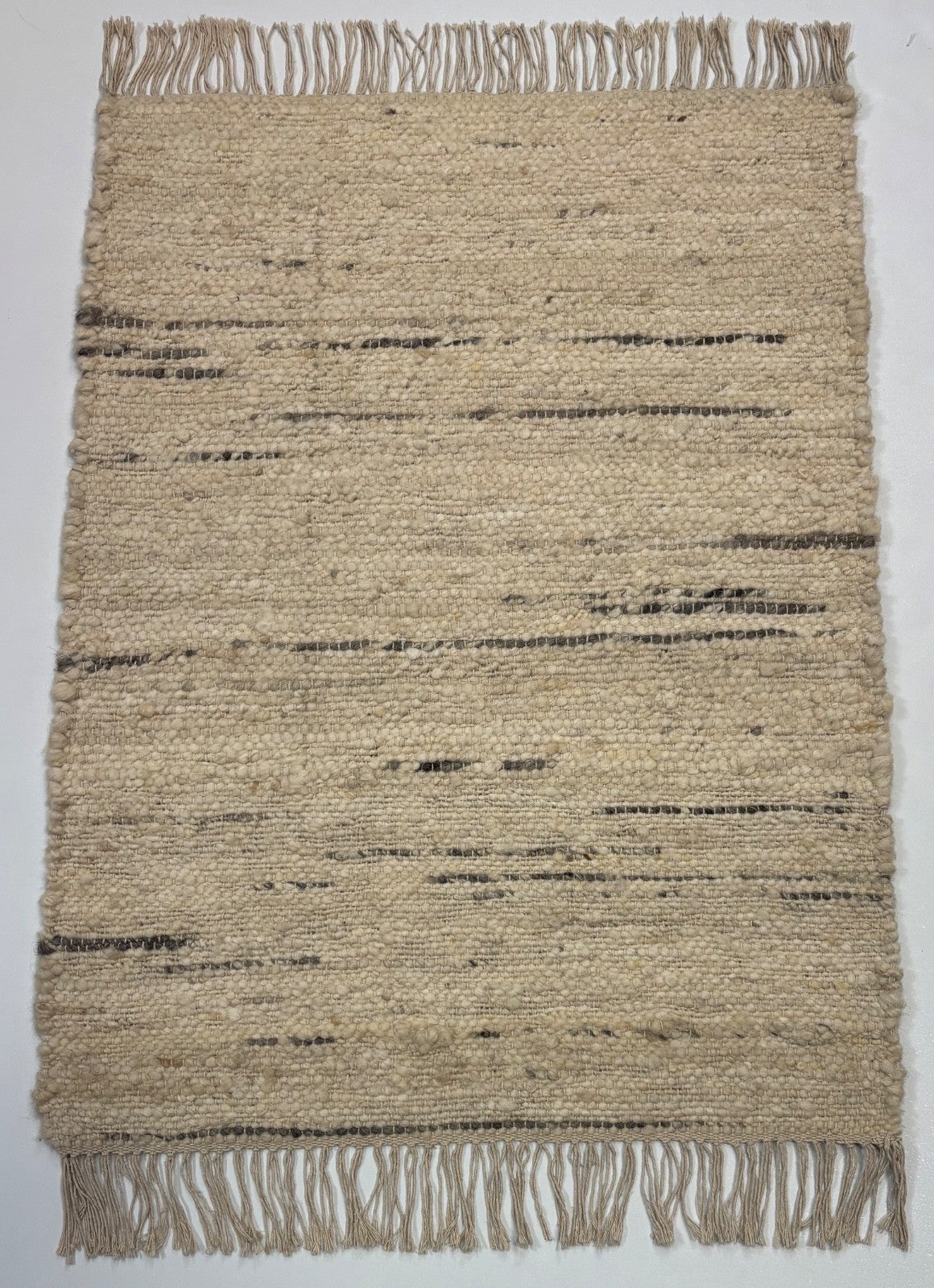 Teppich 60x90 cm BaumWolle Jute Naturfarben Handgewebt Flatweave Deko D527