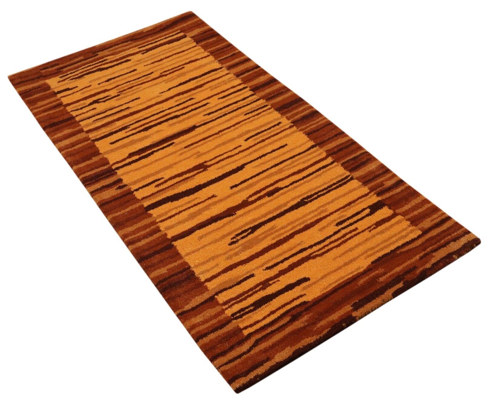 Tappeto arancione, 100% lana, 70x140 cm, fatto a mano, terracotta, tuftato a mano, T991