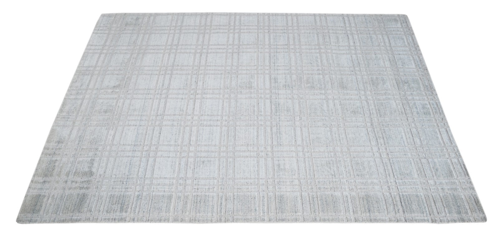 Handgewebter Teppich 170x240 Silber Glanzoptik Woll-Viskosem Wohnzimmer SH120