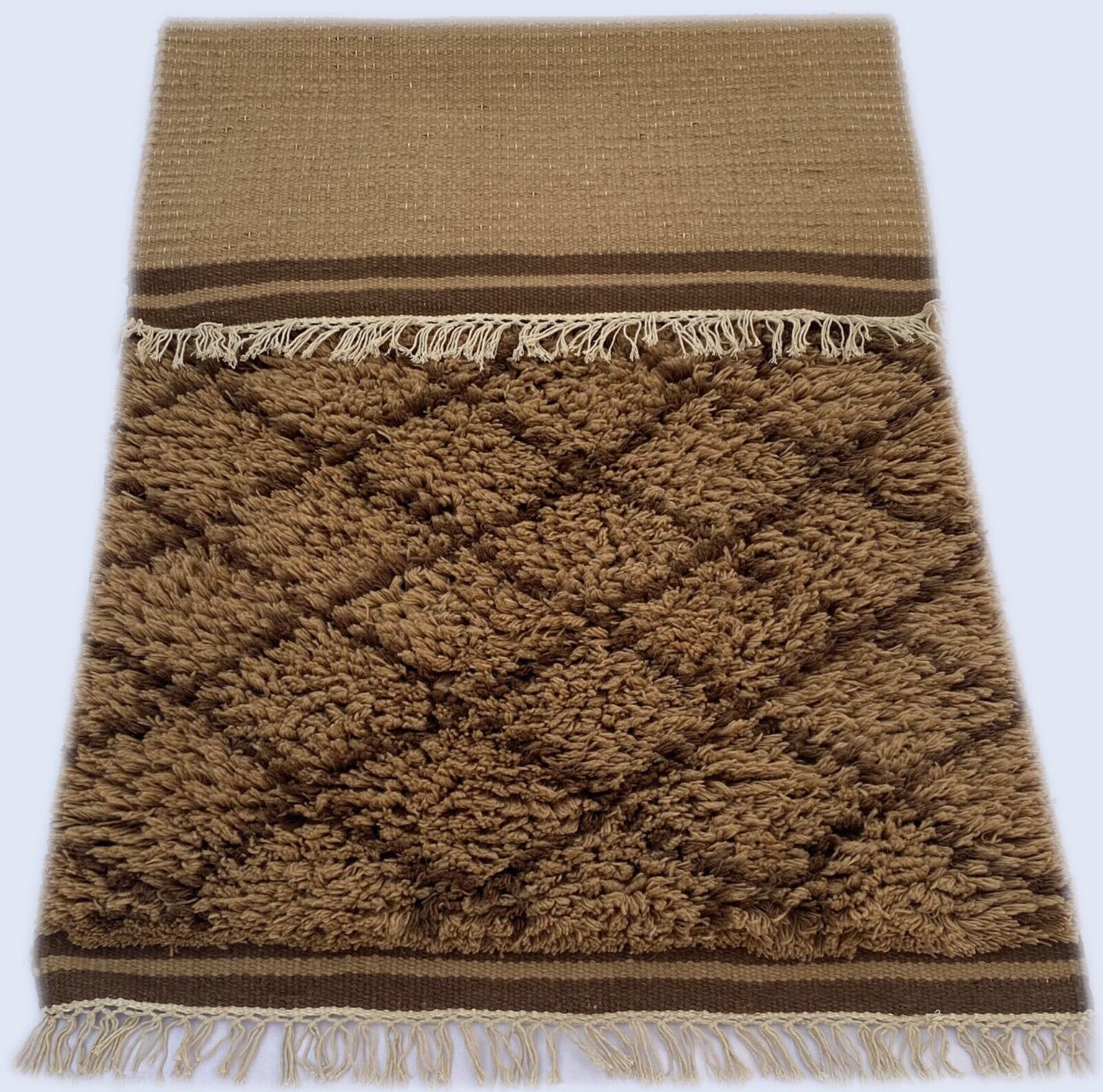 Teppich Morocco Berber Shaggy 100% Wolle Braun Handgefertigter BM1