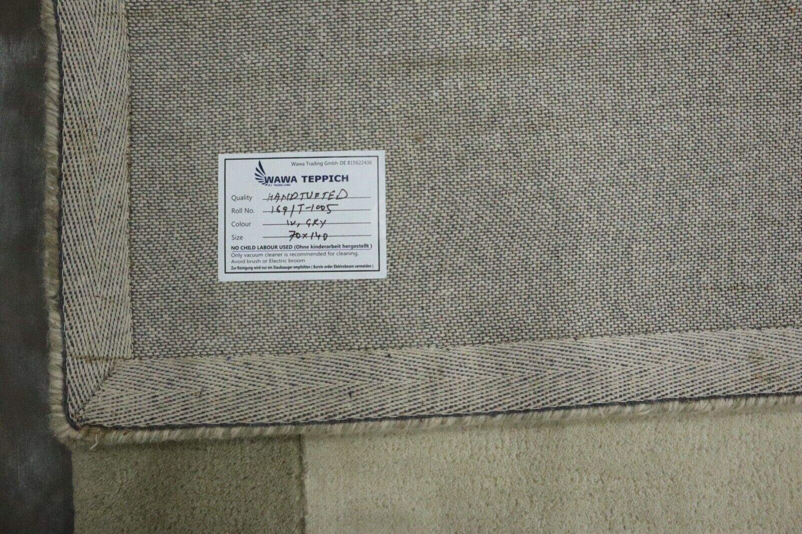 Gabbeh Teppich 100% Wolle 70X140 cm Handarbeit Beige Handgetuftet T1005