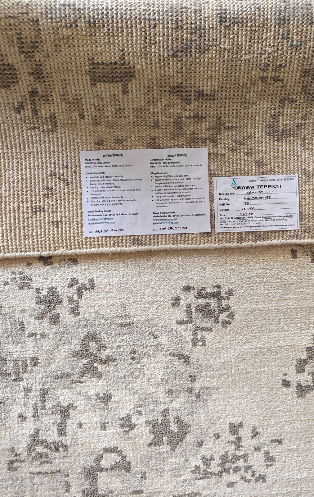 Moderna ročno vozlana bambusova preproga 90x150, vintage srebrna preproga za dnevno sobo SH150