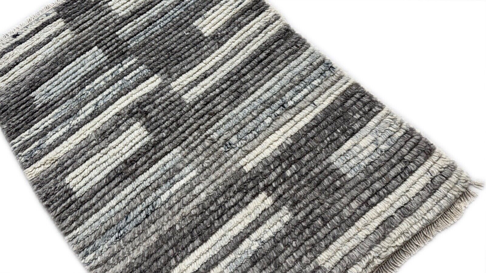 Handgeknüpfter Teppich 60x90 100% Wolle Grau, Béžová, Weiß Moderní DTK-255