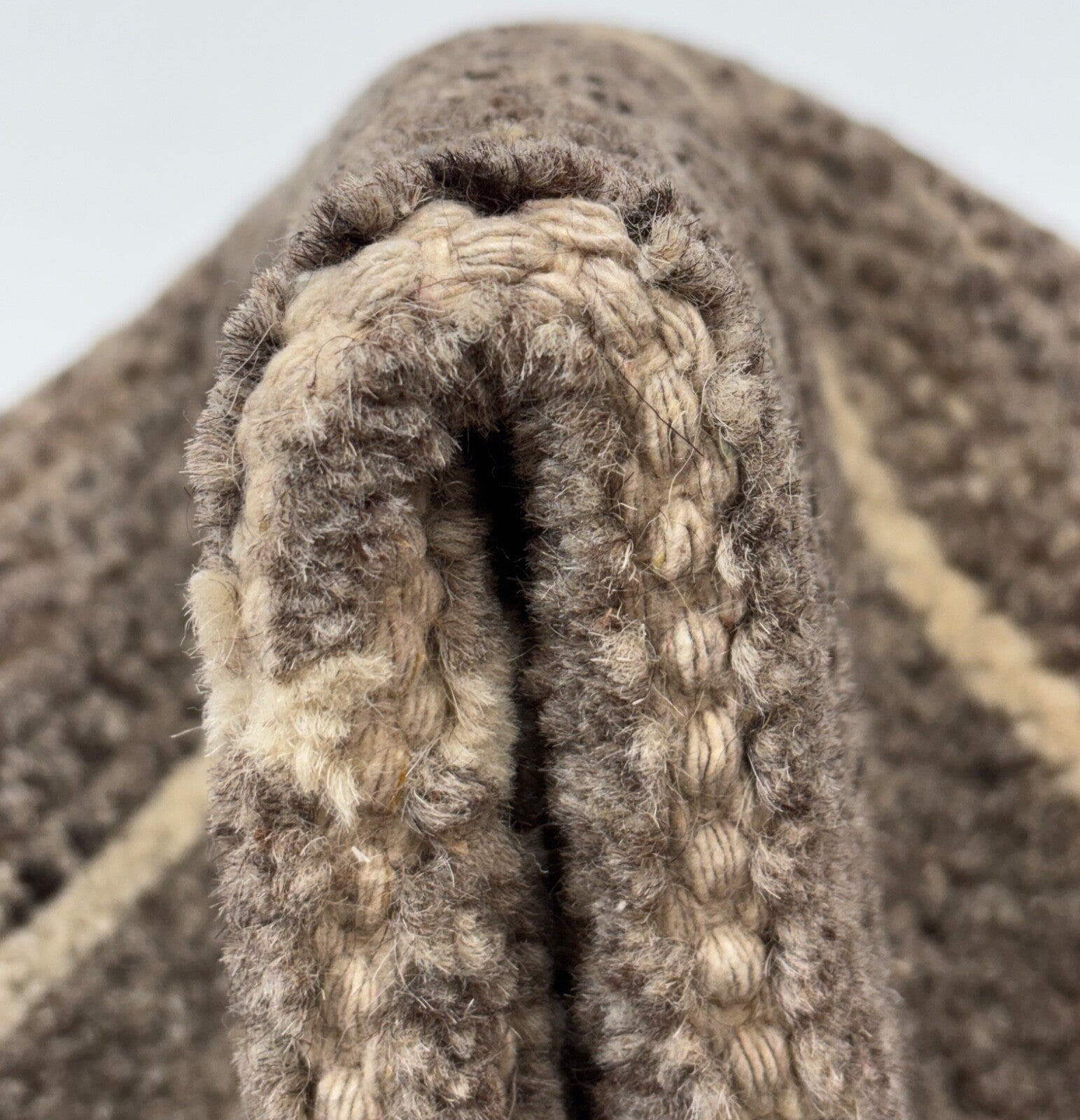 Teppich 60x90cm Handgeknüpft 100% Wolle Naturbraun Beige Handgefertigt D528