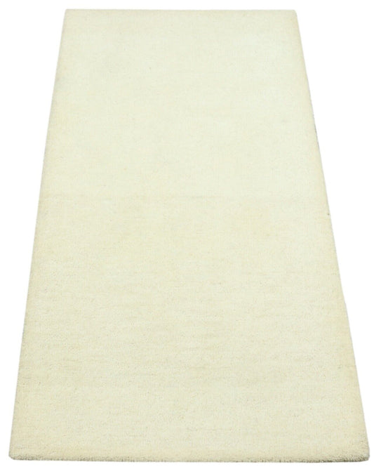 Gabbeh Teppich 100% Wolle 70X140 cm Handarbeit Beige Grau Handgetuftet T1033
