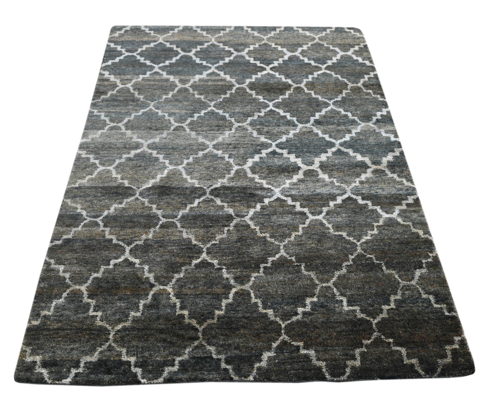 Modernes Handgeknüpfter Jute 150x240 Vintage Grün Wohnzimmer Teppich SH170