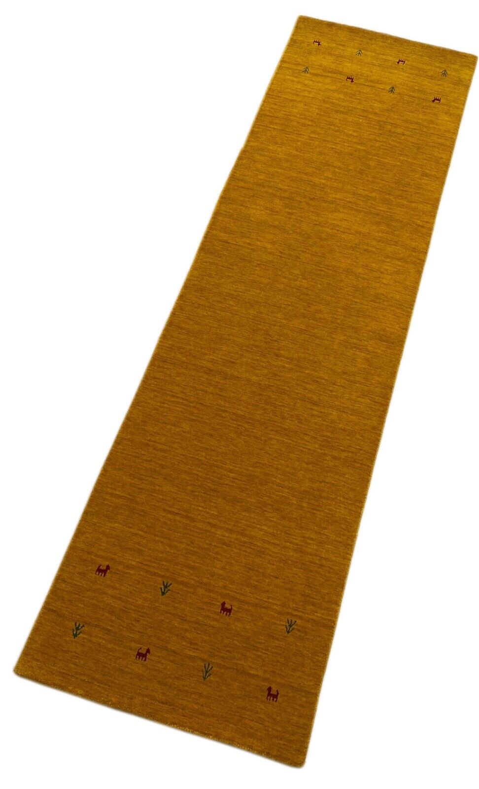 Gold Gabbeh Teppich 100% Wolle Orientteppich Handgewebt Loom Brücke G625T3