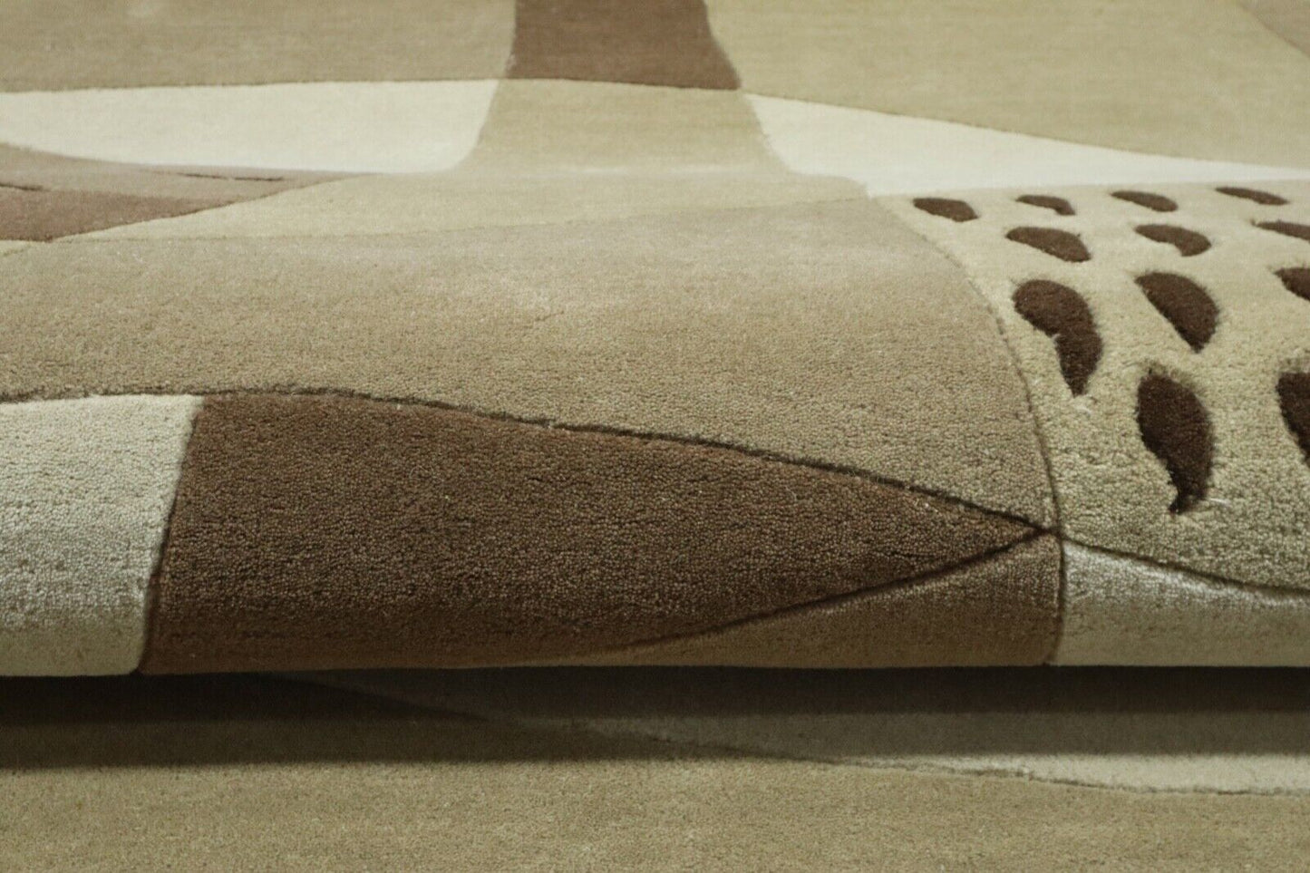 Beige Braun Teppich 100% Wolle 160X230 cm Handarbeit Handgetuftet T915