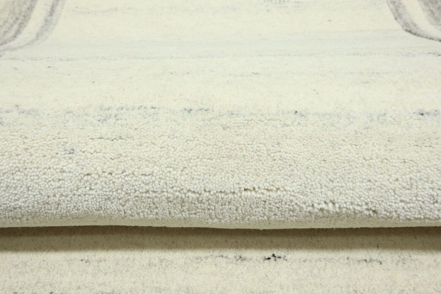 Gabbeh Teppich 100% Wolle 70X140 cm Handarbeit Grau Beige Handgetuftet T1035