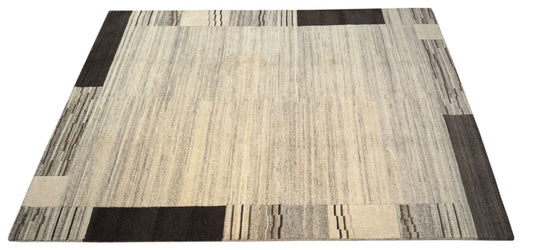 Nepal Teppich Handgeknüpft Beige 100% Wolle Orientteppich Braun 174X240 cm N78