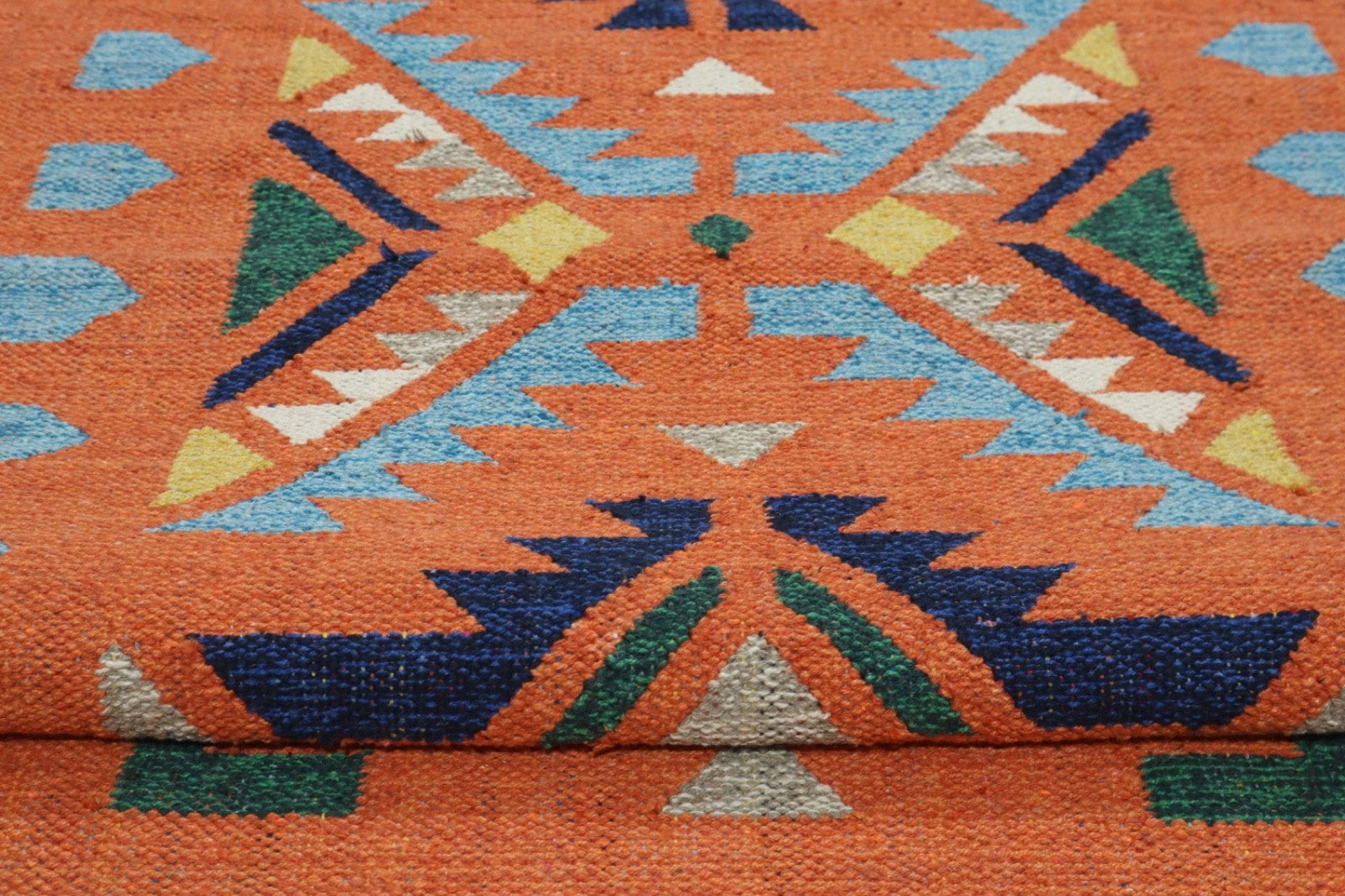 Kelim Teppich 100% Baumwolle flach gewebt mit Fransen Kilim Dhurrie 8 Designs CT