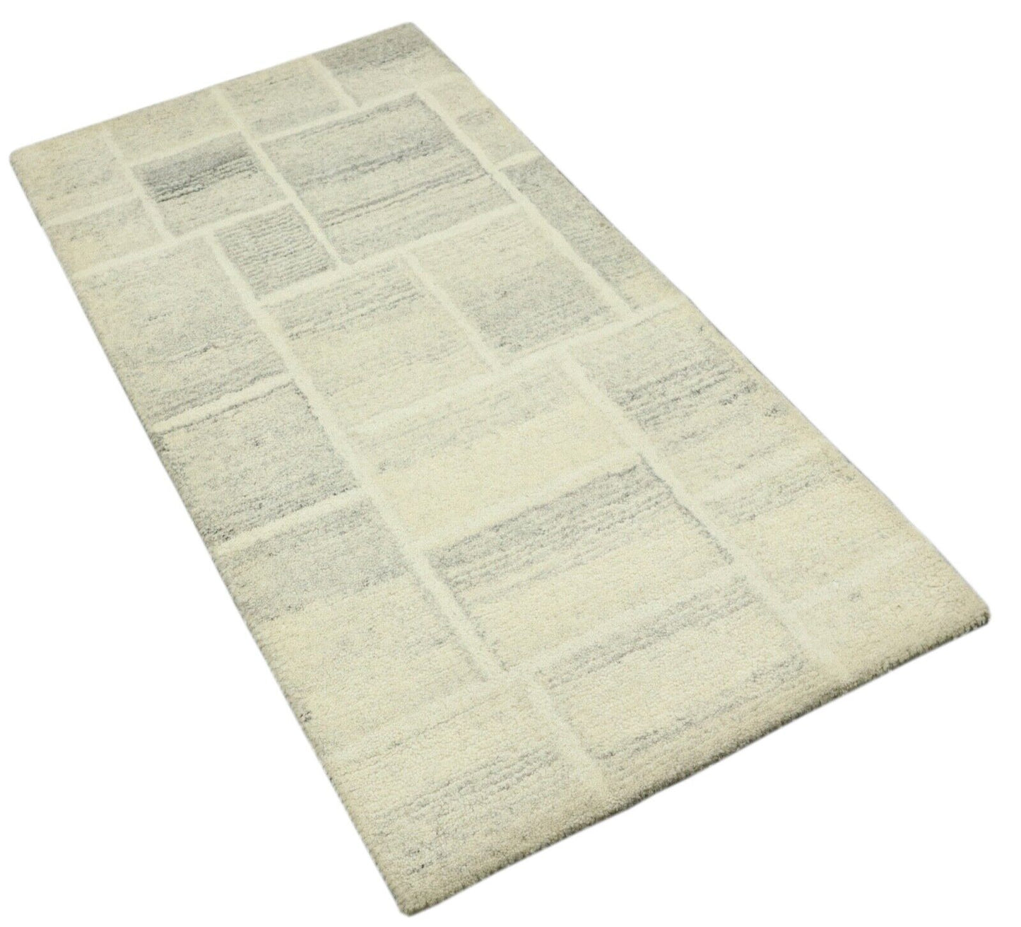 Gabbeh Teppich 100% Wolle 70X140 cm Handarbeit Beige Handgetuftet T1031