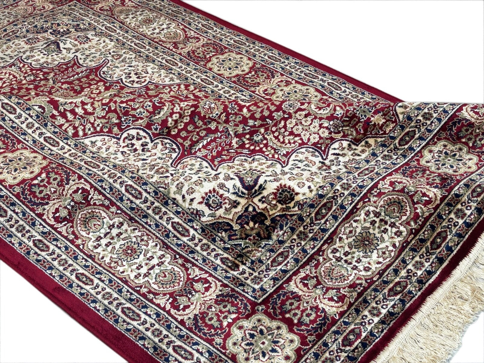 Kashmir Design Orientteppich 150x210 cm Viskose Seidenglanz Rot/Beige M38R