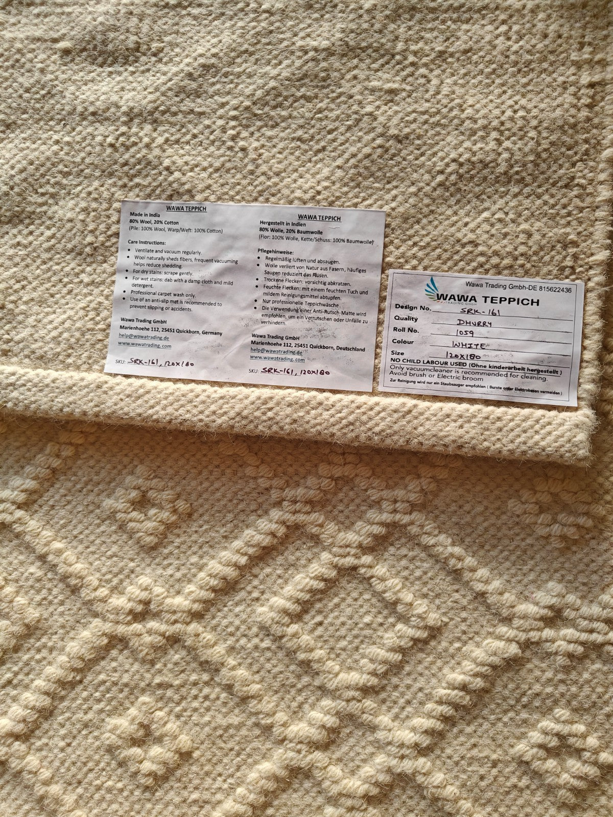 Bunter Wollteppich 120x180 cm Handgefertigt Modern Teppich sh161