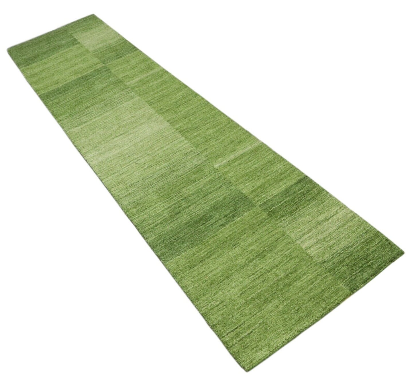 Grün Brücke Teppich 100% Wolle 70X240 cm Handarbeit Läufer Handgetuftet T984