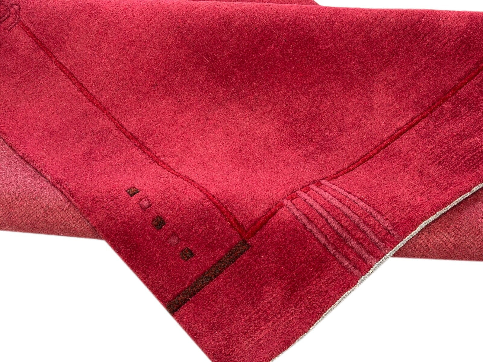 Rot Teppich Indo Nepal Handgeknüpft 100% Wolle 165X235 cm Orienttepich R14