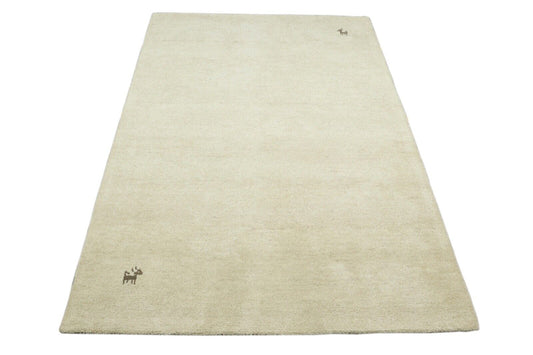 Beige Teppich 100% Wolle 160X230 cm Handarbeit Handgetuftet T945